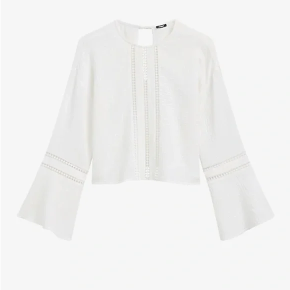 Express White Crewneck with Bell Sleeves - Picture 3 of 4